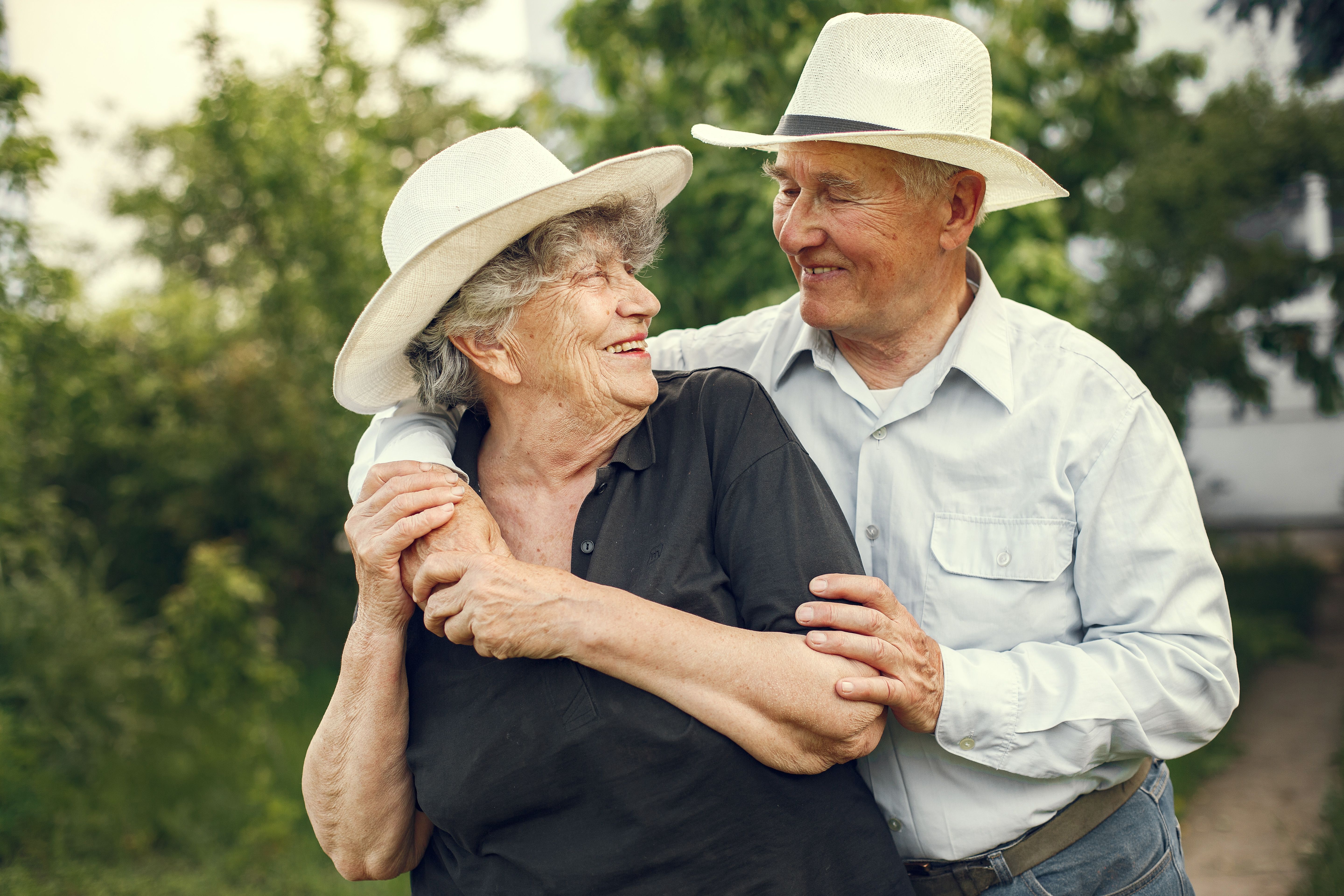 Retired couple enjoying their farm